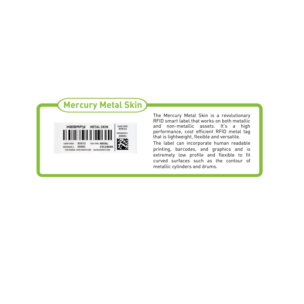 Xerafy Rfid Tag Mercury Metal Skin Label